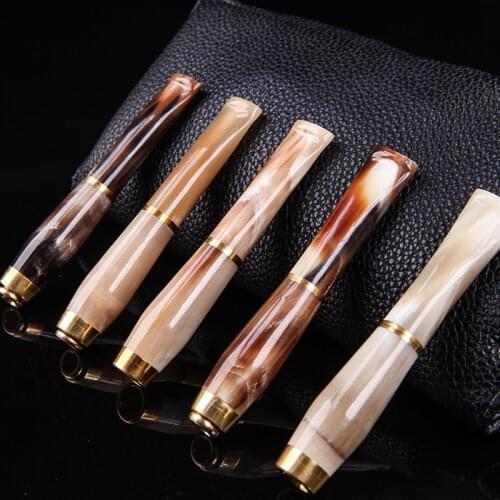 1pcs Randomly Cow Horn Cigarette Holder Natural Horns Men & Women Dual-use Filter Cigarette Holder Natural Yak Horn Filter