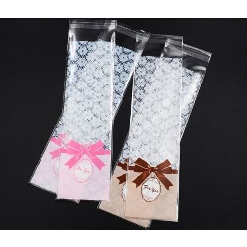 100pcs 6*20cm Long Transparent Self-adhesive Seal OPP DIY Gift and Candy Packaging Bags Cookie Finger Biscuits Baking Bags