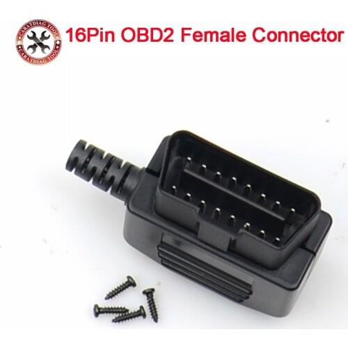 16 Pin Automobile Black Female Connector OBD2 Wire Sockets obd Adapter Diagnostic Tool Connector Plug OBD Free Shipping