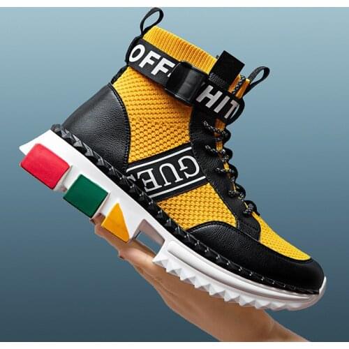 2021 burst large-size fashion mens shoes fashion new trendy mens sports casual shoes high help color socks shoes
