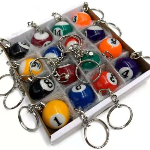 25mm Lucky Differet Color Billiard Ball KeyChain Gifts Snooker Table No. 8 Black Ball Key Rings Snooker Cue Accessories
