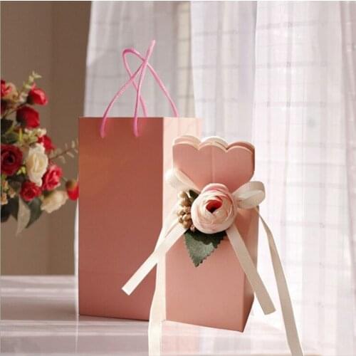 New fashion style 5 pcs 10x8x21cm Wedding candy box European pink creative vase large gift bag packaging wedding holiday gifts