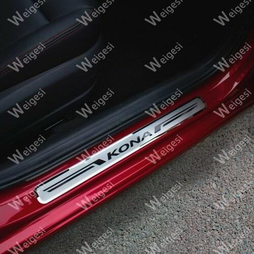 Car Styling Accessorise Stainless Steel Door Sill Scuff Plates Car Door Sill Protective Cover for HYUNDAI KONA 2017-2020