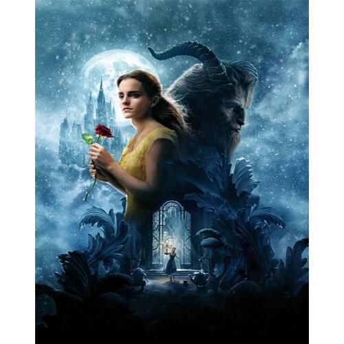 ARMYQ5D DIY Round Diamond Square Diamond Diamond Embroidery Beauty and the Beast Needlework Diamond Painting Cross Stitch Pictur