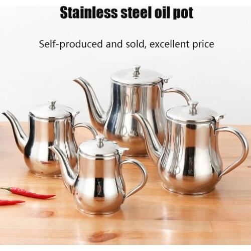 Household 304 Stainless Steel Oil Can Olive Oil Soy Sauce Oil Pot Leakproof Seasoning Container Kitchen Storage Cooking Tool