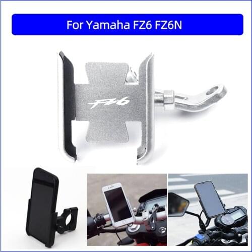 For Yamaha FZ6 FZ6N Motorcycle CNC Aluminum Mobile Phone Holder GPS Navigator Rearview Mirror Handlebar Bracket Accessories