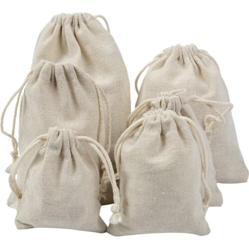 9 Sizes Flat-mouth Cotton and Linen Travel Storage Bag Gift Chinese Herbal Medicine Bundle Storage Bag Shoe and Clothing Storage