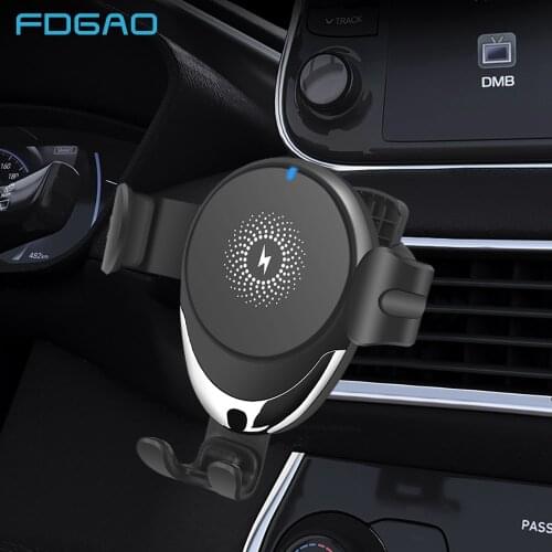 FDGAO Automatic Clamp Wireless Car Charger Mount 15W Qi Fast Charging Phone Holder QC 3.0 for iPhone 11 XS XR X 8 Samsung S10 S9