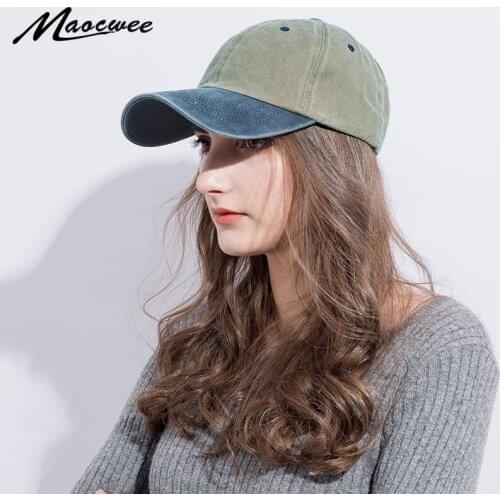 Cotton Snapback Color Matching Baseball Cap for Women Men Washed Retro Outdoor Dad Hats Cap Male Female Summer Sun Hat Type