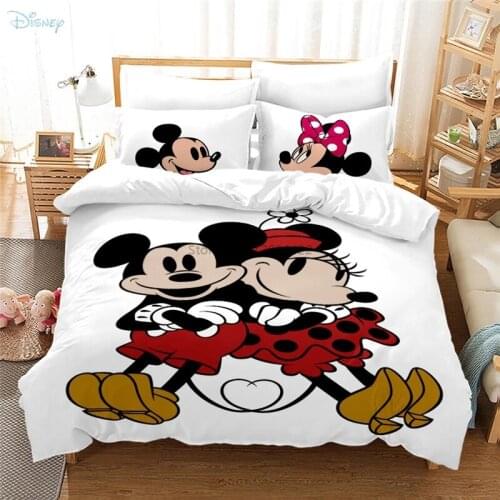 Black and White Disney Bedding Set Mickey Mouse Minnie Mouse Cartoon 3d Pattern Duvet Cover Pillowcase Comforter Cover 2/3pcs