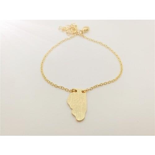 Outline Illinois State Bracelet IL State Geography Map Bracelet America USA State Map Chicago Bracelets for Hometown Gifts