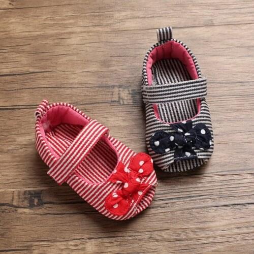 Princess cotton summer fish mouth casual shoes bow stripes baby toddler shoes girls newborn shoes