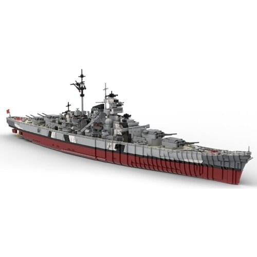 MOC Bismarck Naval Ship Military Cruiser Model Building Blocks War Battle Toy High-tech DIY Children Brithday Gifts Toys