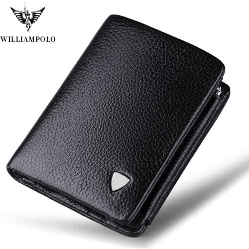 Wallet With Coin Pocket Genuine Leather Mens Wallet 3 Fold Card Holders Short Wallet Smal Pouch With Gift Box Pl138