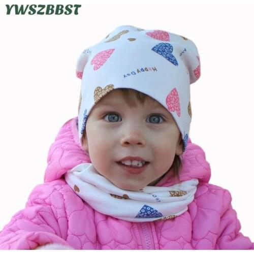 New Fashion Cartoon Spring Autumn Winter Baby Hat Set Boys Girls Neck Scarf Warm Cap Kids Beanies Sets Cotton Children Hat Scarf