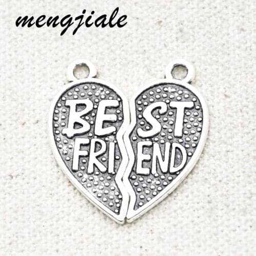 12PCS Wholesale Vintage Metal Best Friends Charms For Handmade Jewelry Findings DIY Craft Valentines Day gift