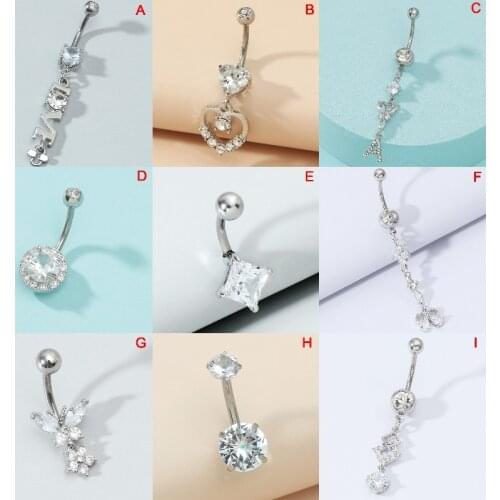 1Pc Butterfly Zircon Fashion High Quality Surgical Steel Navel Piercing Belly Button Rings Belly Piercing Body Jewelry