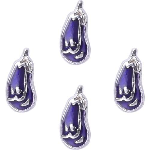 F112 Free Shipping Purple Enamel Eggplant Charms Foating Locket Charms For Memory Locket Charms 20Pcs/Lot