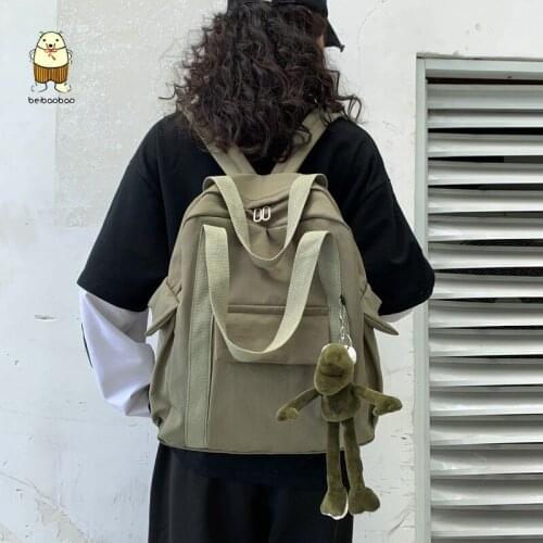 Beibaobao Simple School Bag For Teenage Girl Shoulder Travel Backpack New Solid Color WomenS Waterproof Nylon