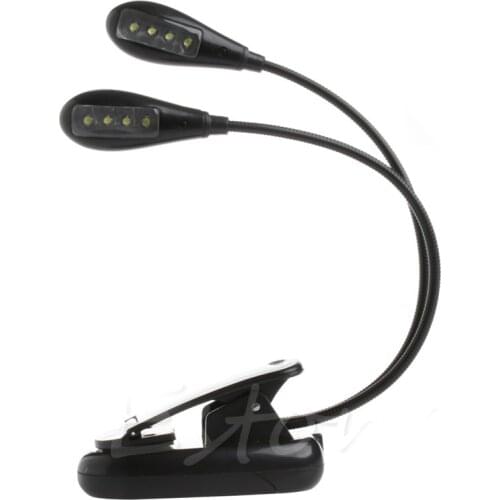 Clip-on Adjustable Dual Arm 8 LED Piano Music Stand Book Light Reading Lamp