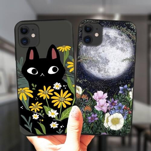 Flowers Leopard Dog Cat Silicone Cover For iPhone 11 12 Pro XS Max 6S 8 7 Plus X XR 5S SE 2020 12Mini Floral Black Phone Case