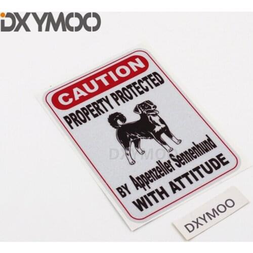 Car Styling Vinyl Decal Tape Funny Caution Proterty Protected Appenzeller Sennenhund with Attitude Dog Sticker