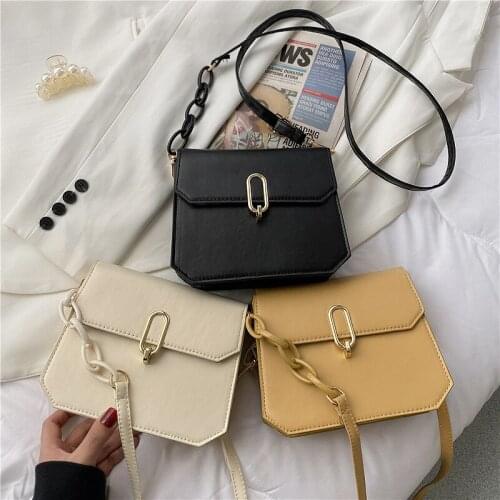 Fashion Woman Retro Shoulder Bag PU Leather Youth Ladies Small Square Bag Simple Female Solid Color Daily Messenger Bag
