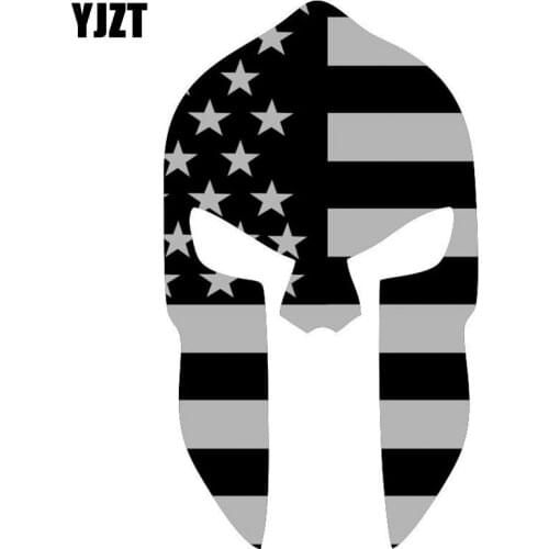 YJZT 8.7CM*15.2CM SPARTAN HELMET Thin Black Sliver Line decal Automobile Styling Personality Reflective Car Sticker C1-7021