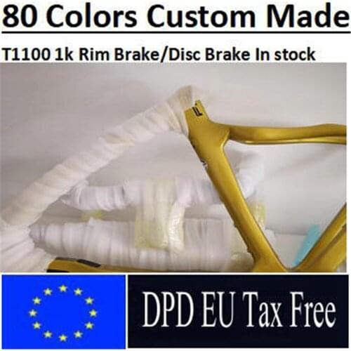 T1100 1K Orange Black Color Road Frame Full Carbon Fiber Road Frameset + Handlebar Bicycle Frames 76 Colors Design