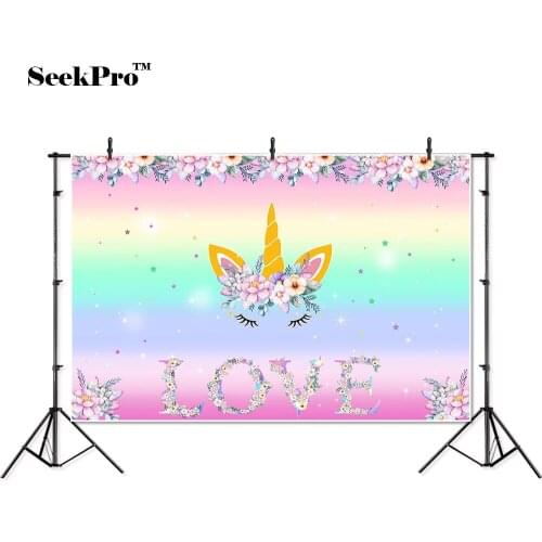 Thin vinyl unicorn birthday party love children Photo Backgrounds Printed Professional Indoor Photographic studio Backdrops