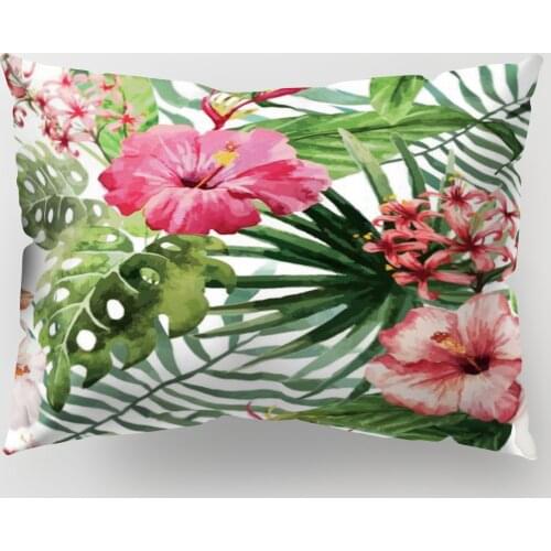 Tropical Leaves Cushion Cover Polyester Green Plants Fresh Pillow Case Summer Home Decor for Sofa Couch Car Decorative 30x50cm