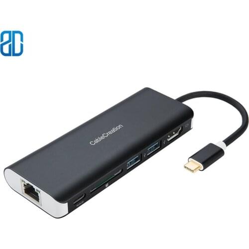 USB C Hub, Type C to USB 3.0, Ethernet, HDMI, SD Card, USB C Female Compatible with iPad Pro 2018, MacBook Pro 2019/2018 /2017