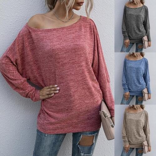 Women Autumn Off Shoulder T-Shirt Long Sleeve Casual Loose Pullover T-Shirt Blouse Top Sexy Beach Loose street Pullover Tops