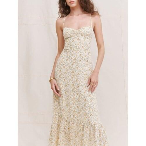 Summer ladies idyllic floral print dress sling strap dress sexy charming nightclub brace dress