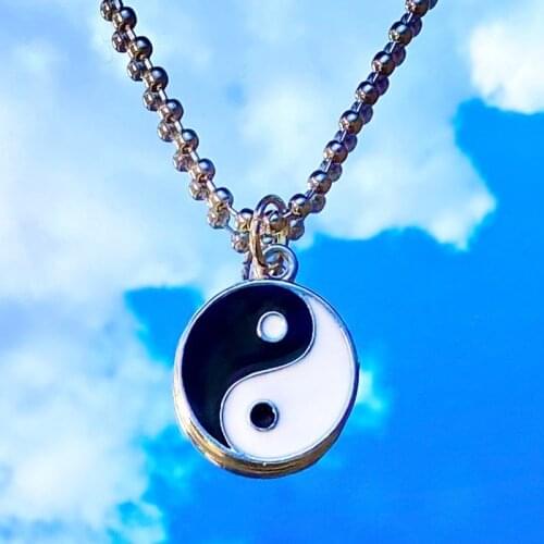 Fashion Statement Ying Yang Gossip Taiji Pendant Necklace Women Chain Choker Jewelry Punk Goth Gothic Wicca Accessories