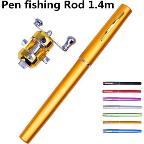 1.4m Hot Wholesale Fighter Brand High Quality Alloy Pocket Ice Fishing Rod Pen Fishing Pole + Reel Set Sea Fishing Rods Pesca