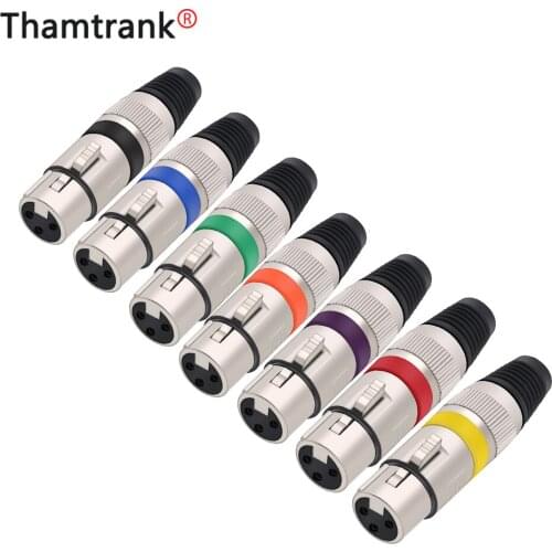 10pcs/lot 3 Pin XLR Female Jack Socket Wire Connector 3 Poles XLR Microphone Plug MIC Audio Cable Connector 7 Colors