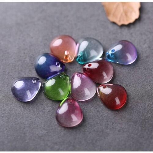10pcs/lot 12x10mm Gradient Color Czech Glass Petals Tear Drop Beads Plum Flower Lampwork For Necklace Earring DIY Jewelry Making