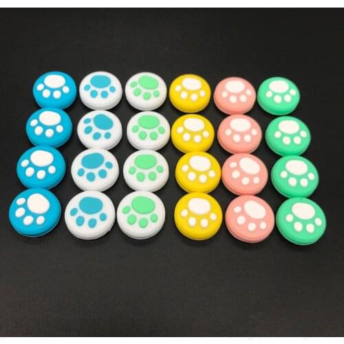 100pcs /lot Animal Crossing Cat Paw Cute Pad Thumb Stick Grip Cap For Nintend Switch Lite Joy-Con Controller Thumbstick Case