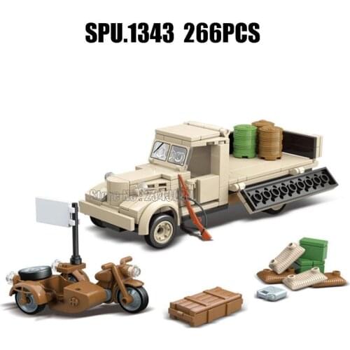 266pcs military ww2 japan 180 truck motorcycle 3 building blocks Toy