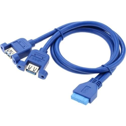 19pin female header to Dual USB 3.0 A Female port Cable Motherboard 20P USB to 2 USB3.0 Splitter Cable with Screws holes