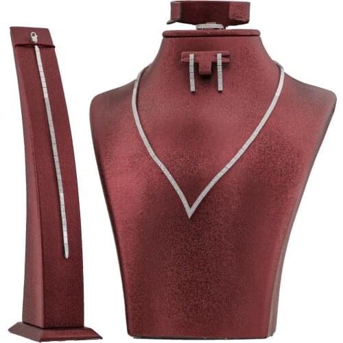 2 Row Waterway Collar Shaped Silver Women New Trendy Clear Crystal Elegant Design Famale Wedding Jewelry Made in Turkey