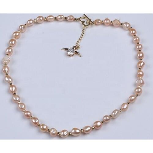 2021 Hot Sale 7-8mm Baroque Freshwater Bead Pearl Necklace With Pendant Jewelry For Women