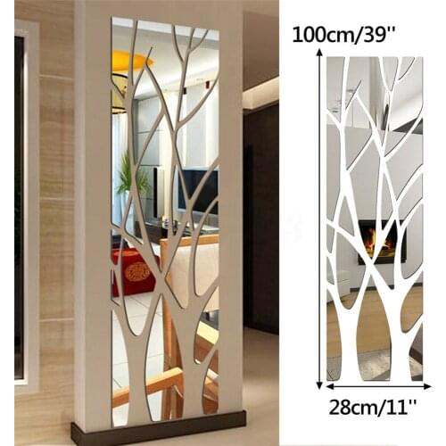 1 Pcs 3d Mirror Tree Art Removable Wall Sticker Acrylic Mural Decal Home Room Decor Tv Background Wall Home Decoration