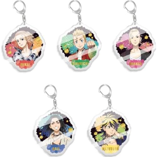 5pcs 10pcs 5Kinds Tokyo Revengers Kazutora Baji Draken Mikey Takemichi PVC Pendant Keychain Keyring