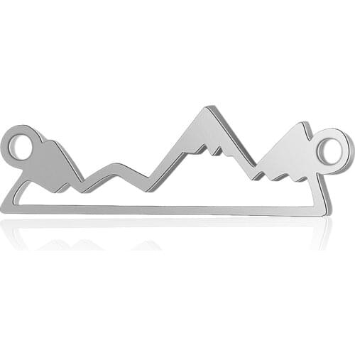 5pcs/Lot Stainless Steel High Polish Mountain Peak Charms Two Holes Connectors for DIY Jewelry Making Bracelets Accessories