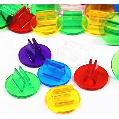 50Pieces/Set 6 Colors Transparent Plastic Stand for 2mm Paper Card Board Games Components Card Holder For Game Cards