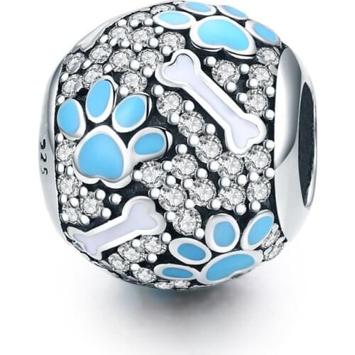 925 Sterling Silver Cute Pet Imprint Charm Fit Original 3mm Bracelet&Bangle For Women Birthday Fashion Jewelry Gift BMT021