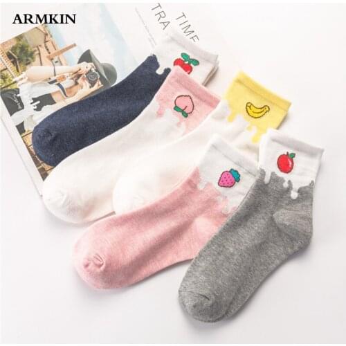 ARMKIN New Fashion women fruit socks banana strawberry cherry peach cute cartoon socks girls cute cotton socks for christmas
