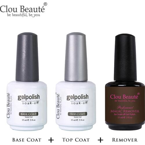 Clou Beaute 15ml UV LED Gel Nail Polish Base Primer No Clean Top Coat Varnishes Nail Gel Primer Transparent Nail Art Lacquer